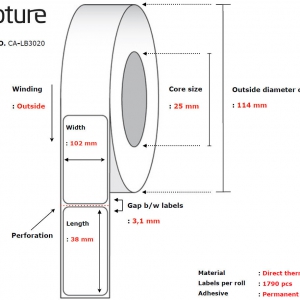 Label 102 x 38