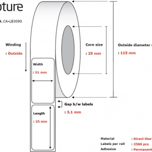 Label 51 x 25