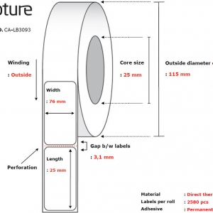 Label 76 x 25